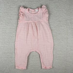 Nola‎ Tawk Romper Girls 12M Pink Gauze Flutter Cap Sleeves Snap Closure